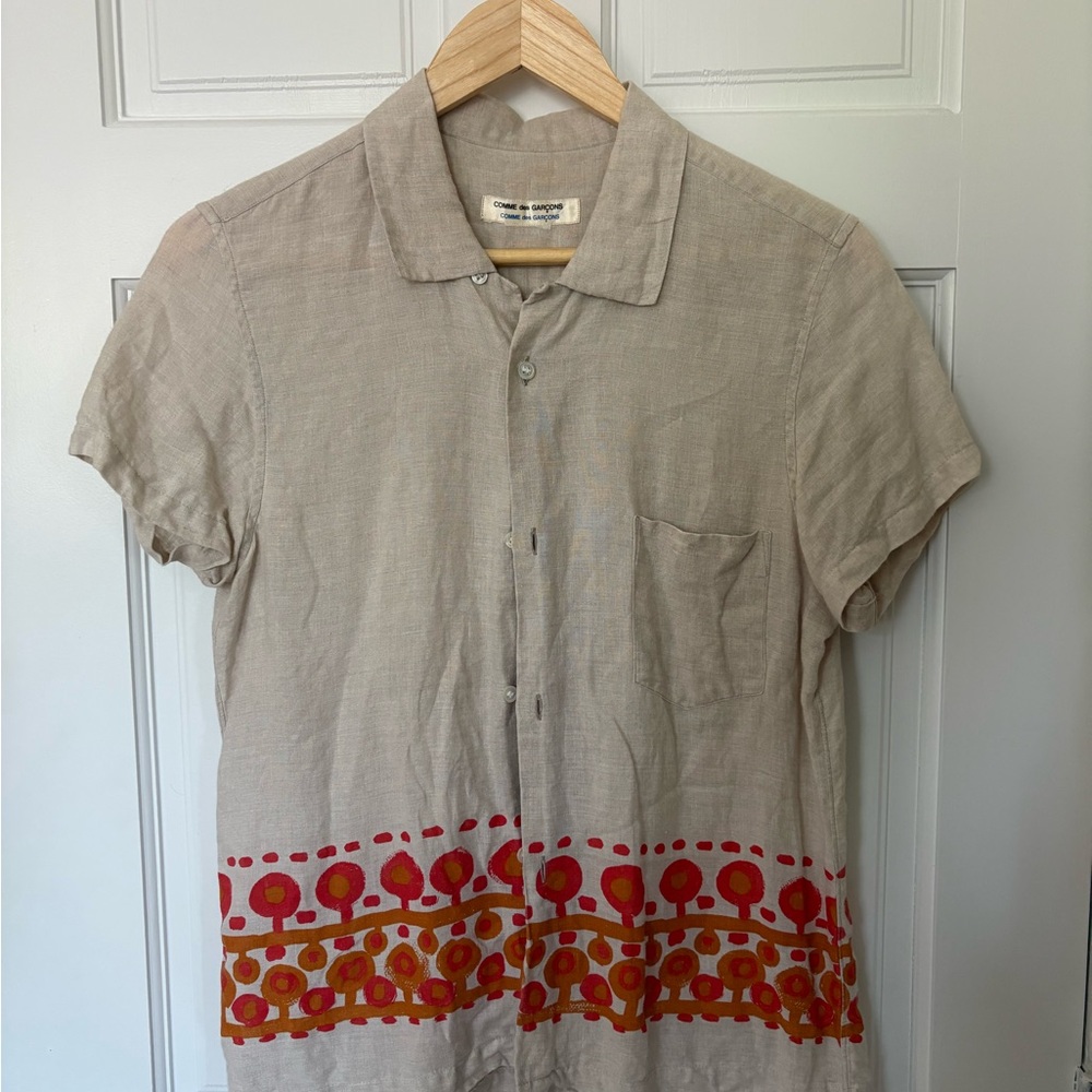 Comme des Garcons Beige Shirt with Red Patterns
